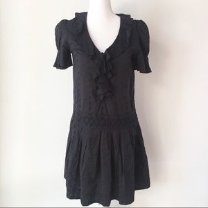 MARC Marc Jacobs navy blue eyelet ruffle dress S